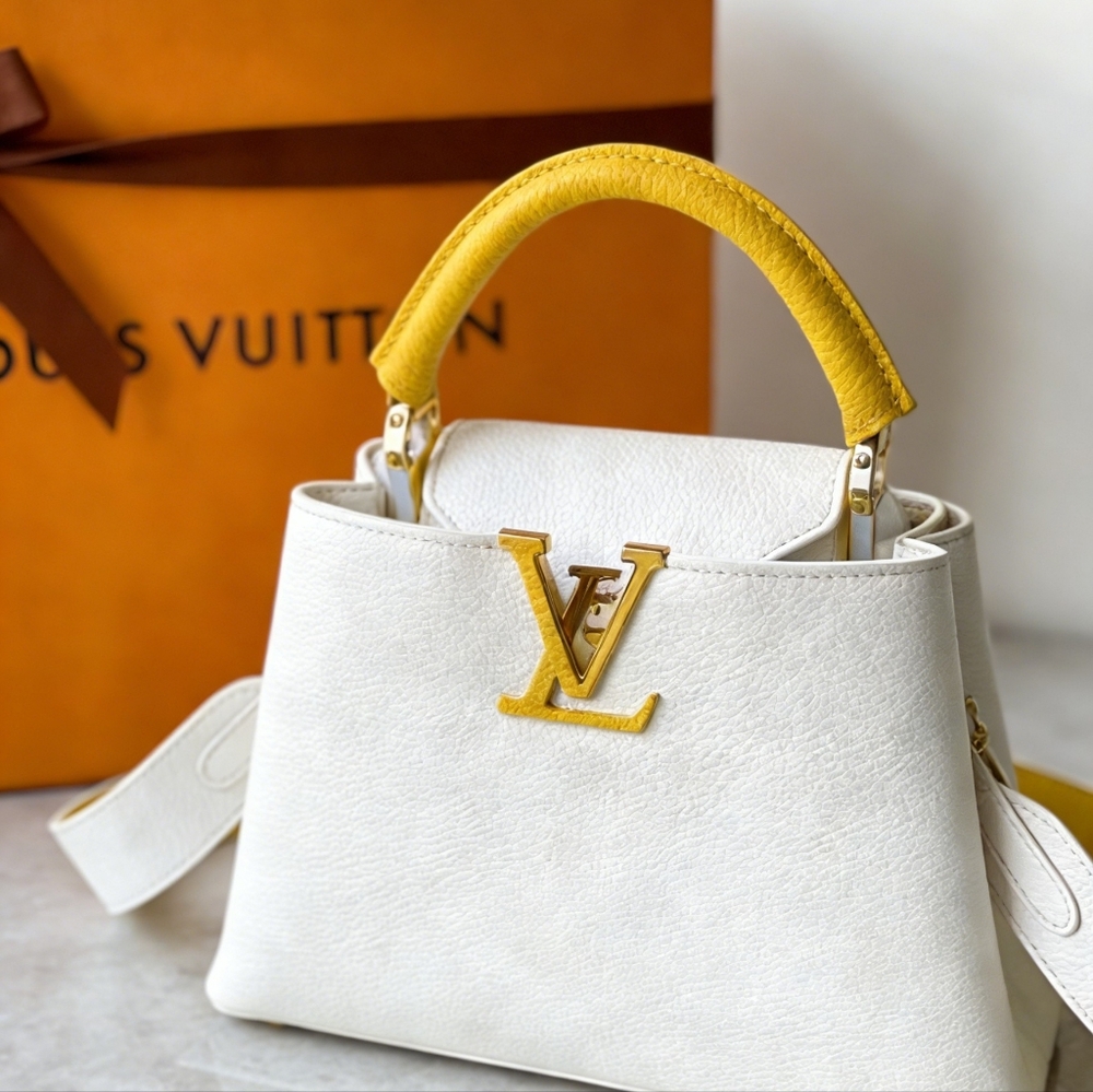 <AUTHENTIC>Louis Vuitton Yellow Taurillon Leather Top Handle Bag - Picture 3 of 6